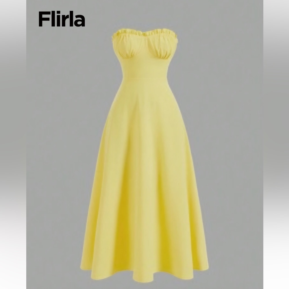 Elegant Yellow Strapless Dress